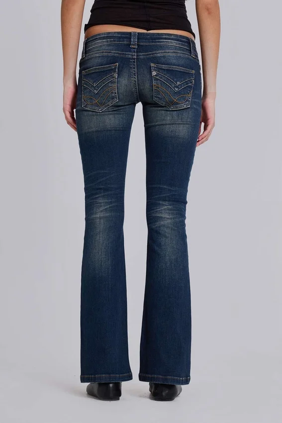 Kelsey skinny bootcut-Jeans met lage taille in donkere wassing