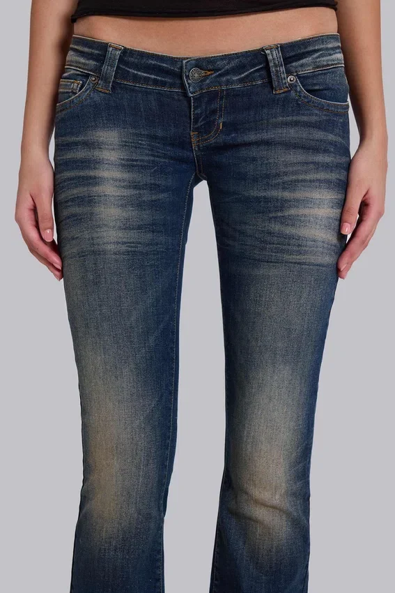 Kelsey skinny bootcut-Jeans met lage taille in donkere wassing