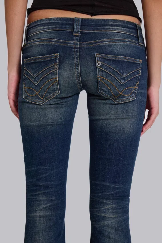 Kelsey skinny bootcut-Jeans met lage taille in donkere wassing