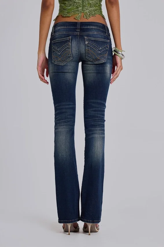 Kelsey skinny bootcut-Jeans met lage taille in donkere wassing