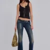 Kelsey skinny bootcut-Jeans met lage taille in donkere wassing