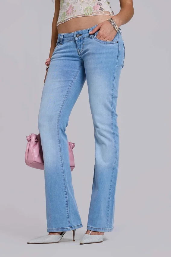 Kelsey skinny bootcut-Jeans met lage taille in lichte wassing