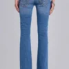 Kelsey skinny bootcut-Jeans met lage taille in middenblauwe wassing