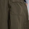 Khaki Parachute Cargo Baggy Shorts