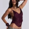 Lavinia rugloze top met franjes