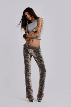 Leona bootcut-Jeans in Cooper met tijgerprint