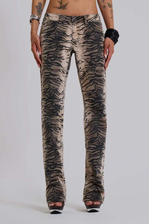 Leona bootcut-Jeans in Cooper met tijgerprint