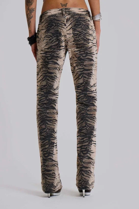 Leona bootcut-Jeans in Cooper met tijgerprint