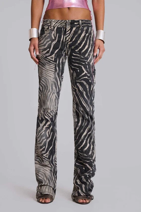 Leona bootcut-Jeans in koper met zebraprint