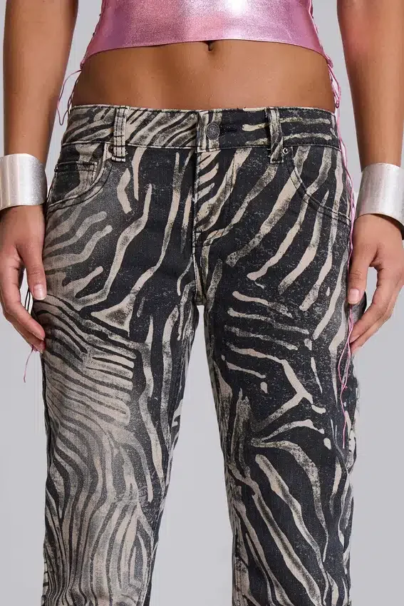Leona bootcut-Jeans in koper met zebraprint