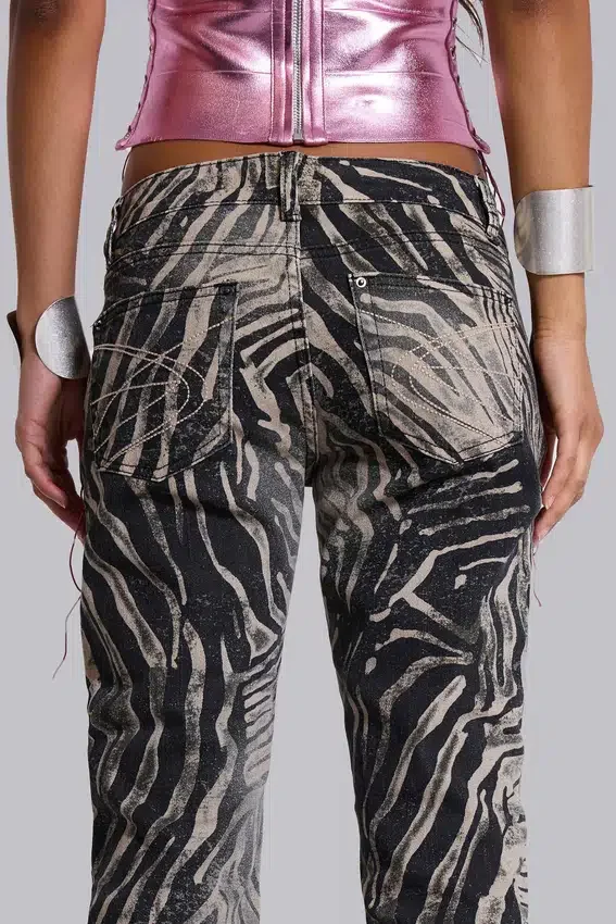 Leona bootcut-Jeans in koper met zebraprint
