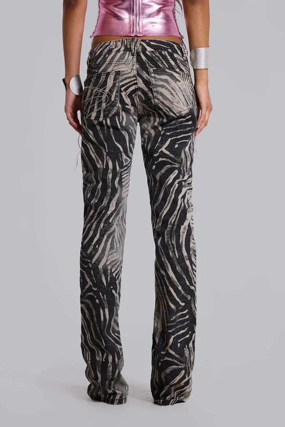 Leona bootcut-Jeans in koper met zebraprint