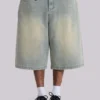 Lichtgewassen jumbo-jeansshorts