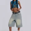 Lichtgewassen jumbo-jeansshorts