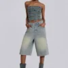 Lichtgewassen jumbo-jeansshorts