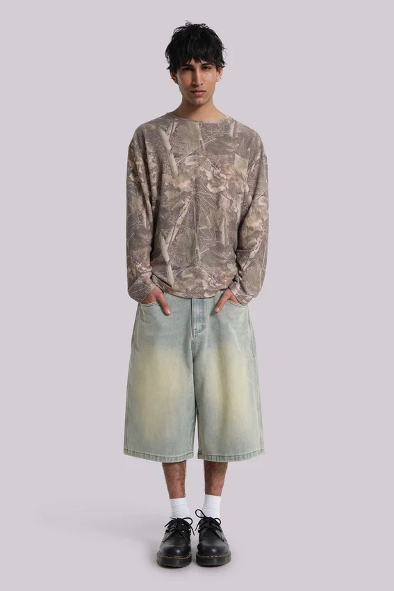 Lichtgewassen jumbo-jeansshorts