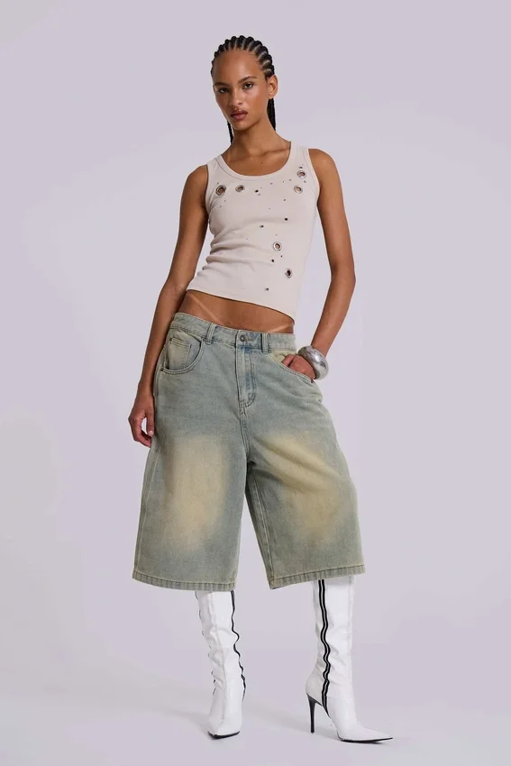 Lichtgewassen jumbo-jeansshorts