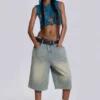 Lichtgewassen jumbo-jeansshorts