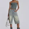 Lichtgewassen jumbo-jeansshorts