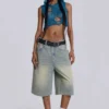Lichtgewassen jumbo-jeansshorts