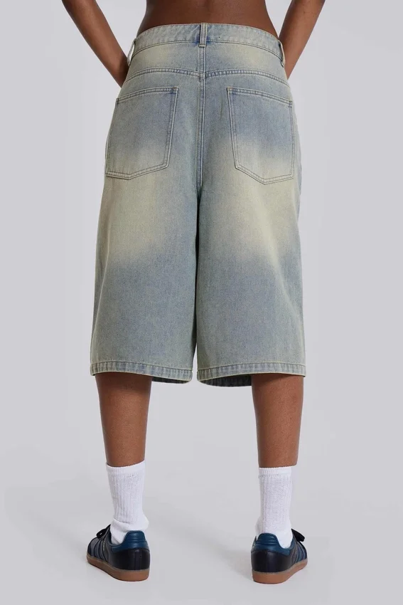 Lichtgewassen jumbo-jeansshorts