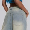 Lichtgewassen jumbo-jeansshorts