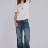 Linnen T-shirt met V-hals