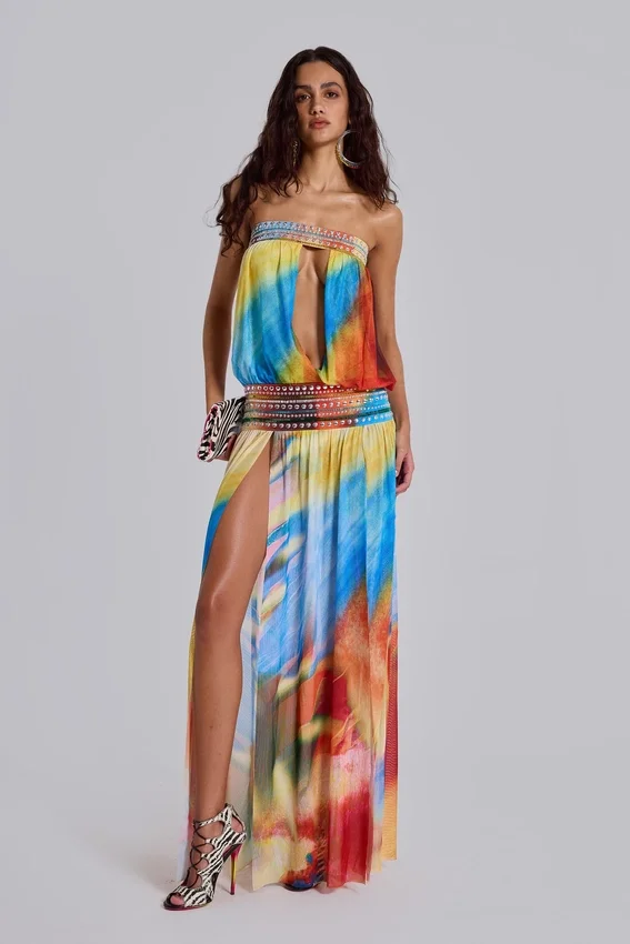 Livia bandeau maxi-jurk