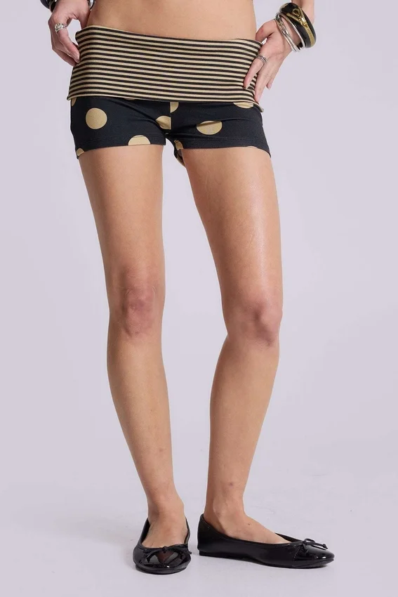 Lola mini-short met stippen en omgeslagen tailleband