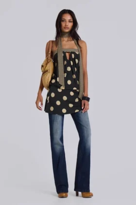 Lola strapless mini-jurk met stippen en strepen