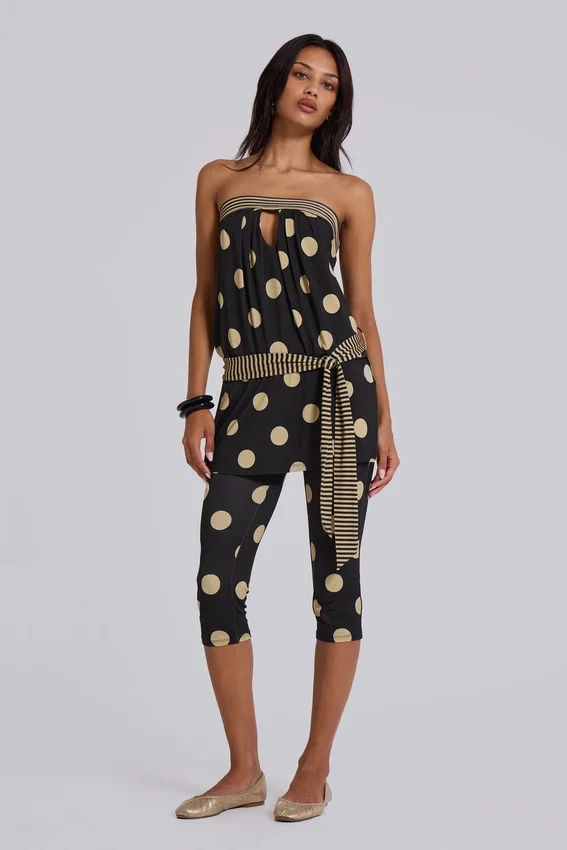 Lola strapless mini-jurk met stippen en strepen