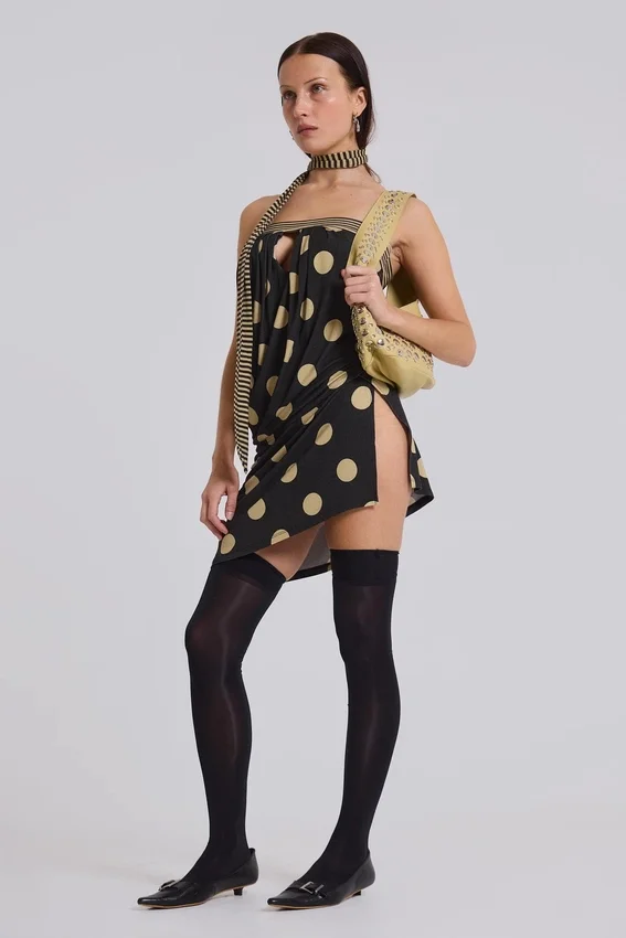 Lola strapless mini-jurk met stippen en strepen
