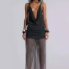 Lurien chiffon gebreide top met capuchon en open rug