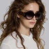 Majorette oversized ronde zonnebril in bruin