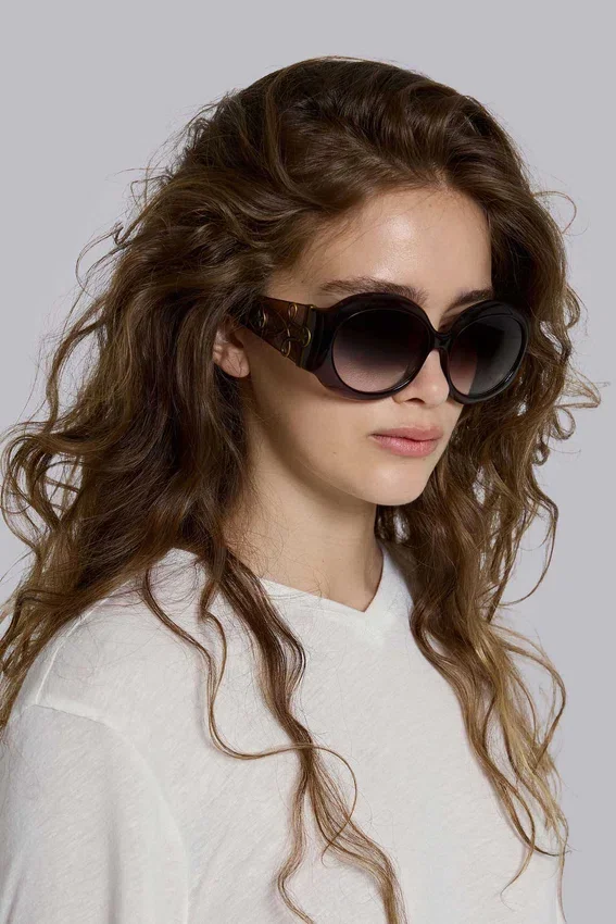 Majorette oversized ronde zonnebril in bruin