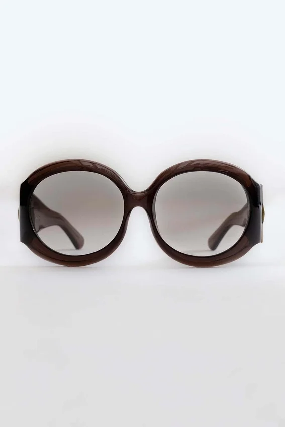 Majorette oversized ronde zonnebril in bruin