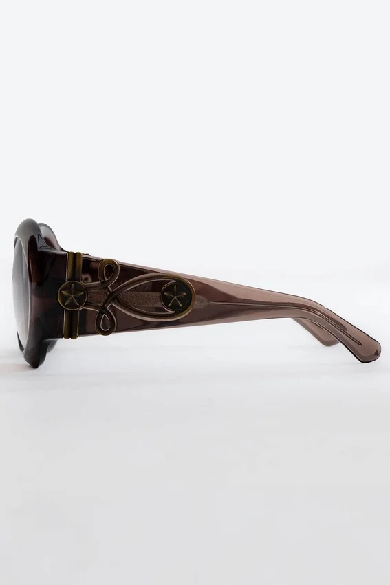 Majorette oversized ronde zonnebril in bruin