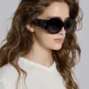 Majorette oversized ronde zonnebril in zwart