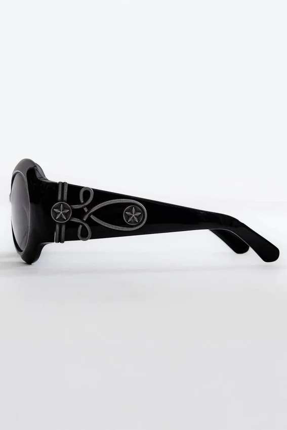 Majorette oversized ronde zonnebril in zwart