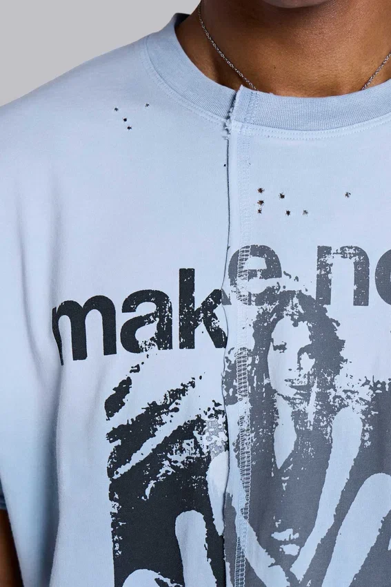 Make Noise T-shirt met splices en cropped pasvorm