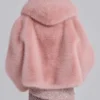 Mara oversized jas van imitatiebont in roze