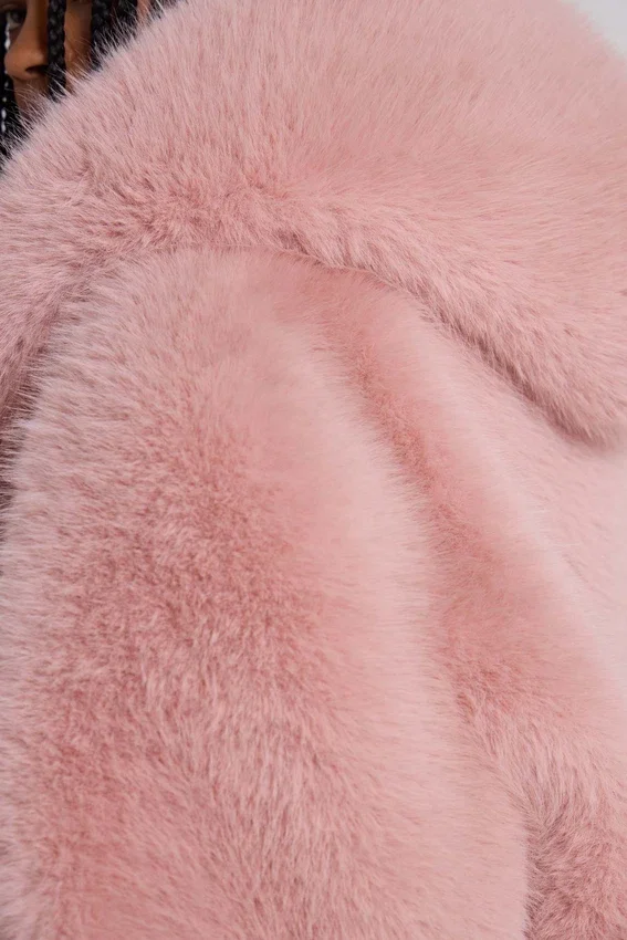 Mara oversized jas van imitatiebont in roze