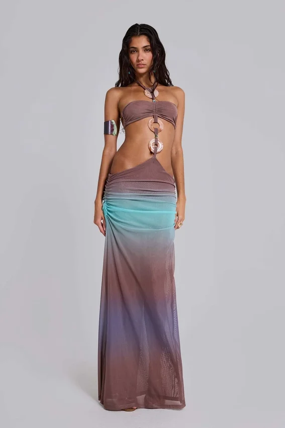 Marilis maxi-jurk met ombre-effect