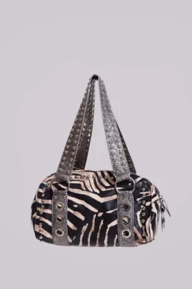 Marza PU-leren tas met studs in zebraprint