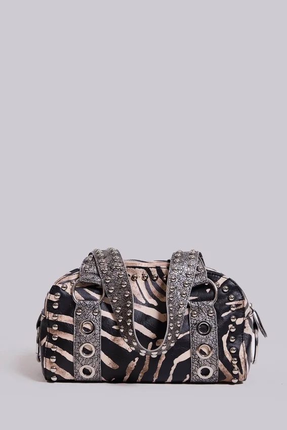 Marza PU-leren tas met studs in zebraprint