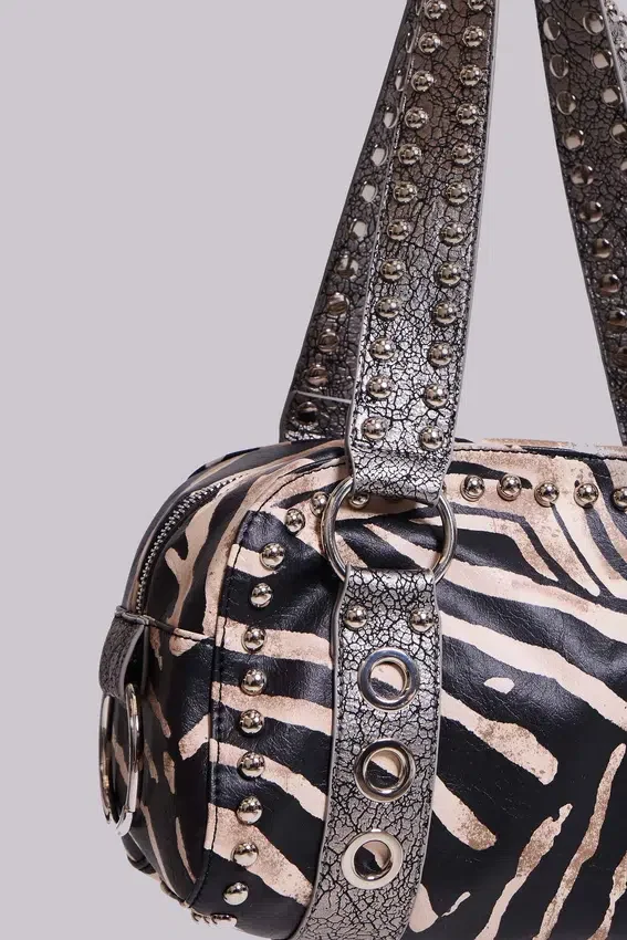 Marza PU-leren tas met studs in zebraprint