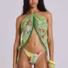 Melona versierde wikkelminirok in limoen