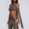 Mena asymmetrische top in bruin
