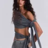 Mena asymmetrische top in grijs
