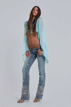 Met de hand geregen Cooper-Jeans met bootcut